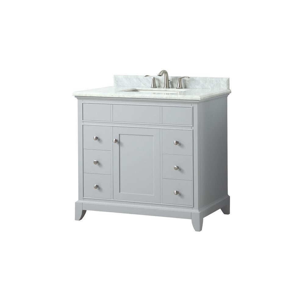 Aurora White 37 in. Vanity with Carrara Top