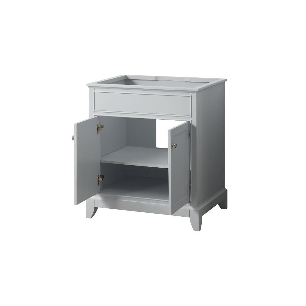 Studio Design Collection Aurora 31 in. Vanity with Carrara Marble Top, Light Gray