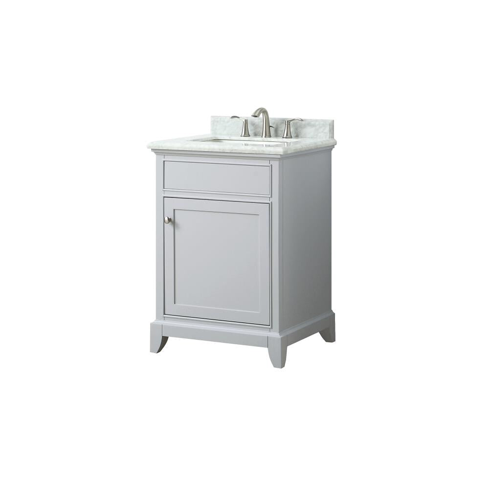 Studio Design Collection Aurora 25 in. Bathroom Vanity with Carrara Marble Top, Light Gray