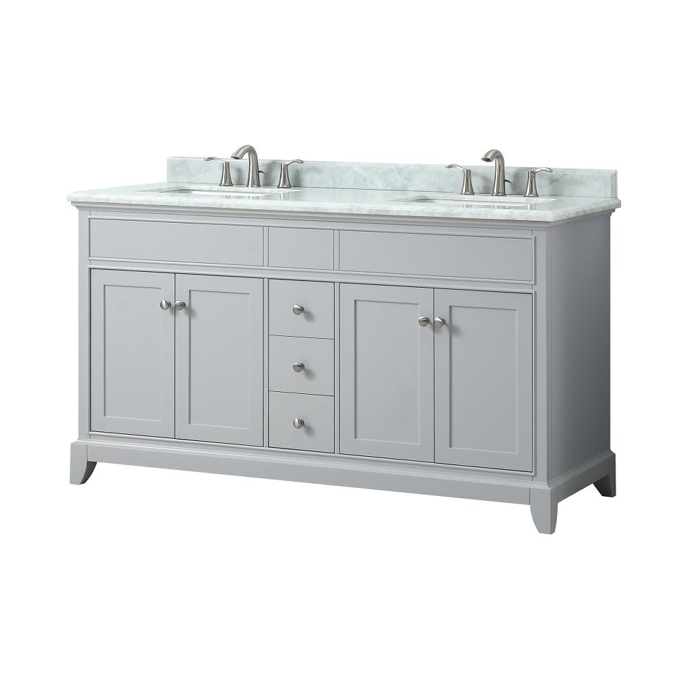 Studio Design Collection Aurora 61 in. Double Sink Vanity with Carrara Marble Top