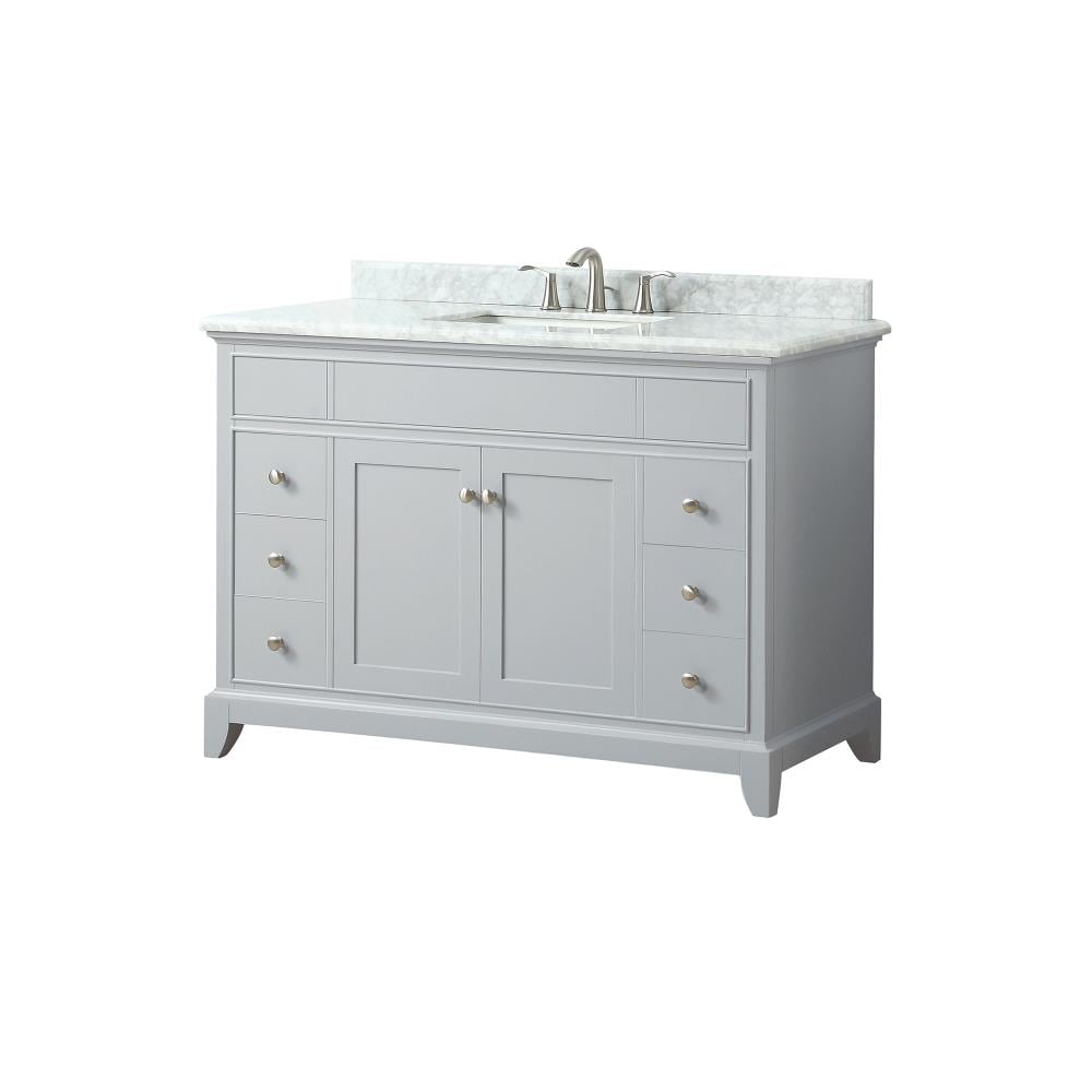Aurora 49-in Bathroom Vanity with Carrara Marble Top, Light Gray, Single Sink