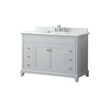 Aurora 49-in Bathroom Vanity with Carrara Marble Top, Light Gray, Single Sink