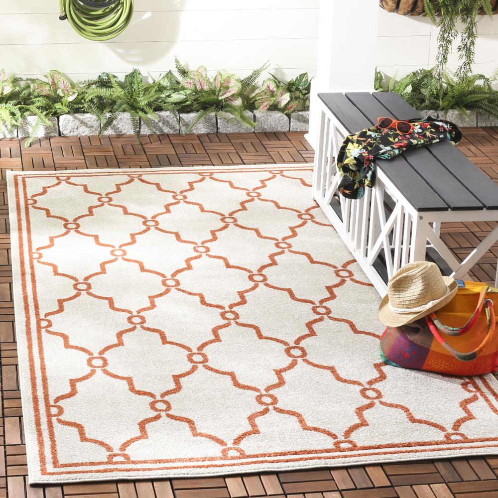 Safavieh Marion 3 x 4 Beige/Orange Indoor/Outdoor Trellis Throw Rug