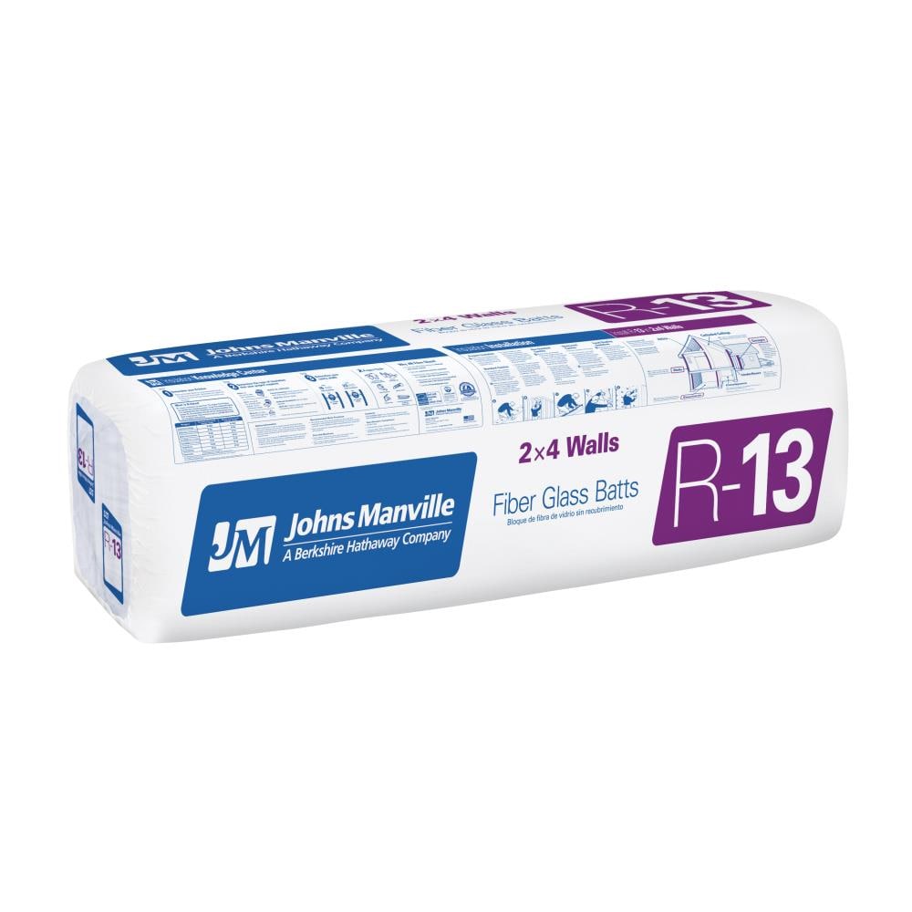 JM (Johns Manville) R-13 Kraft-Faced Fiberglass Batt Insulation, 24 in x 96 in, 176 sq ft
