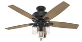 Hunter Lincoln Edison Style LED 52-in Matte Black Indoor Ceiling Fan with Light Kit, 5-Blade