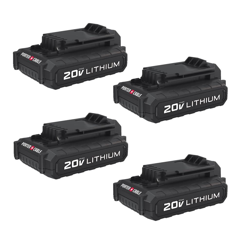 PORTER-CABLE 20-Volt Max Lithium Power Tool Battery, 1.3Ah, 4-Pack