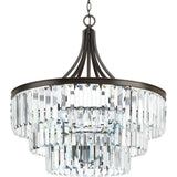 Progress Lighting Glimmer 6-Light Antique Bronze Transitional Tinted Glass Tiered Large Hanging Pendant Light