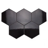 Magen Hex Dark Gray Polished Ceramic Hexagon Tile