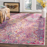 Safavieh Crystal Tristan 5 x 8 Light Blue/Fuchsia Indoor Floral/Botanical Oriental Area Rug