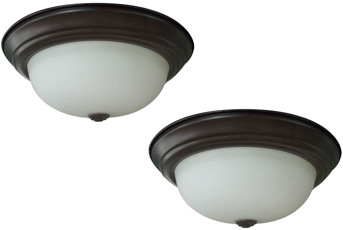 Project Source 2-Pack 13-in Bronze Transitional Integrated LED Flush Mount Ceiling Light, ENERGY STAR