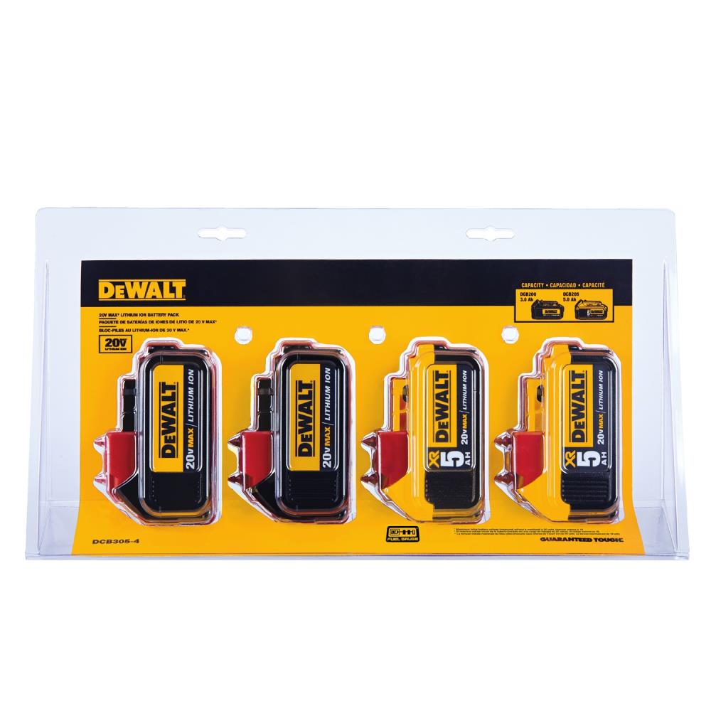 DEWALT XR 20-Volt MAX Lithium-Ion Battery 4-Pack (2x5Ah + 2x3Ah)