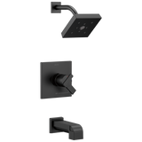 Delta Ara Matte Black 1-Handle Bathtub and Shower Faucet, H2Okinetic, Trim Only