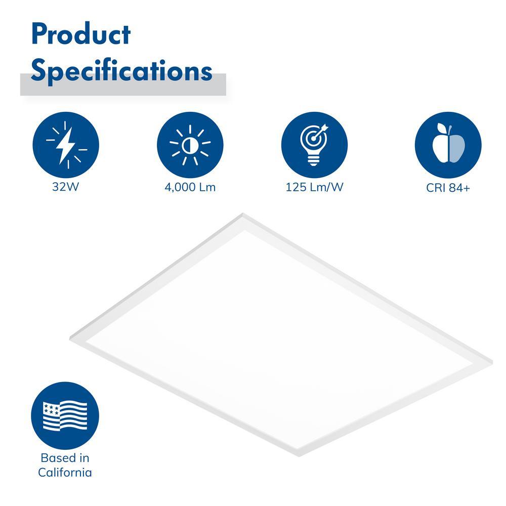 2 ft. x 2 ft. White Integrated LED Dimmable Back Lit Panel 5000K (6-Pack) - Super Arbor