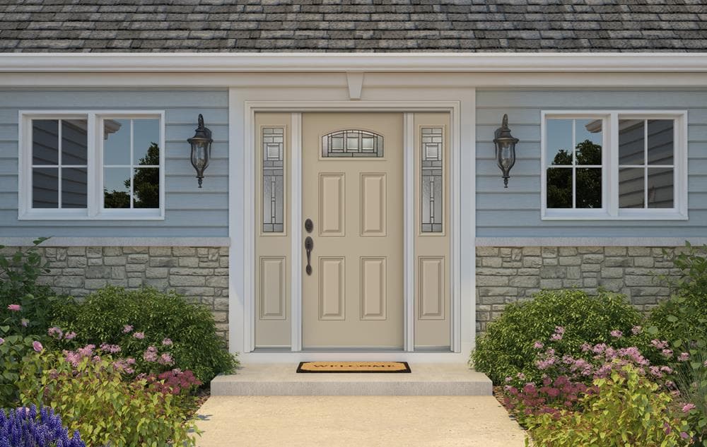 JELD-WEN Craftsman 36-in x 80-in Steel 1/4 Lite Right-Hand Inswing Primed Prehung Single Front Door