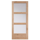 Masonite Traditional 36-in x 84-in Natural Unfinished Knotty Alder Wood Single Barn Door with Clear Glass (Slab Only)