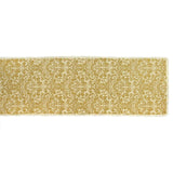 14 in. x 72 in. Gold Damask Print Jute Table Runner