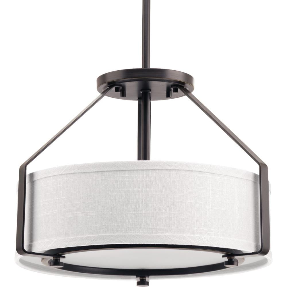 Progress Lighting Ratio 3-Light Antique Bronze Transitional Drum Medium Hanging Convertible Pendant/semi-flush