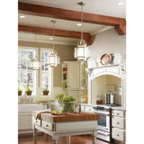 Progress Lighting Bay Court 1-Light Brushed Nickel Textured Glass Drum Pendant, 11.75-in x 18.25-in