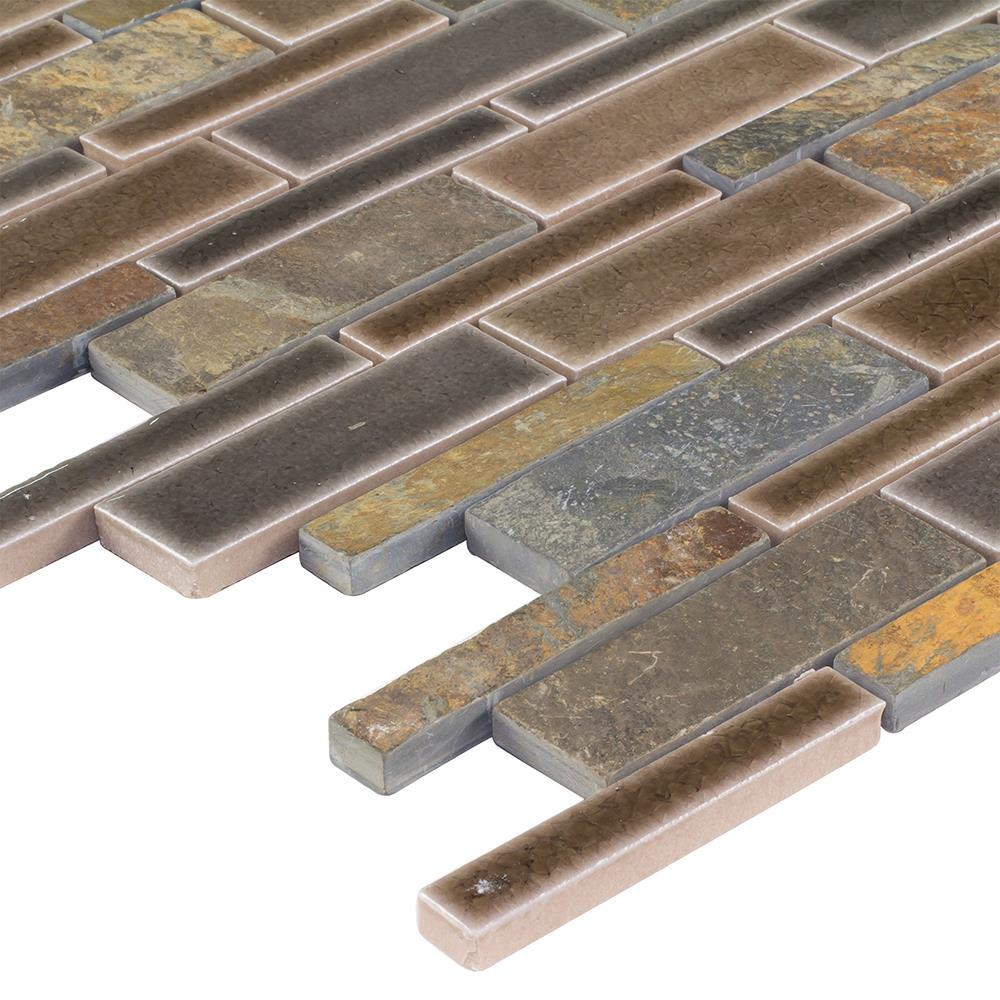 Elida Ceramica 3-in x 12-in Porcelain Linear Mosaic Tile Sample