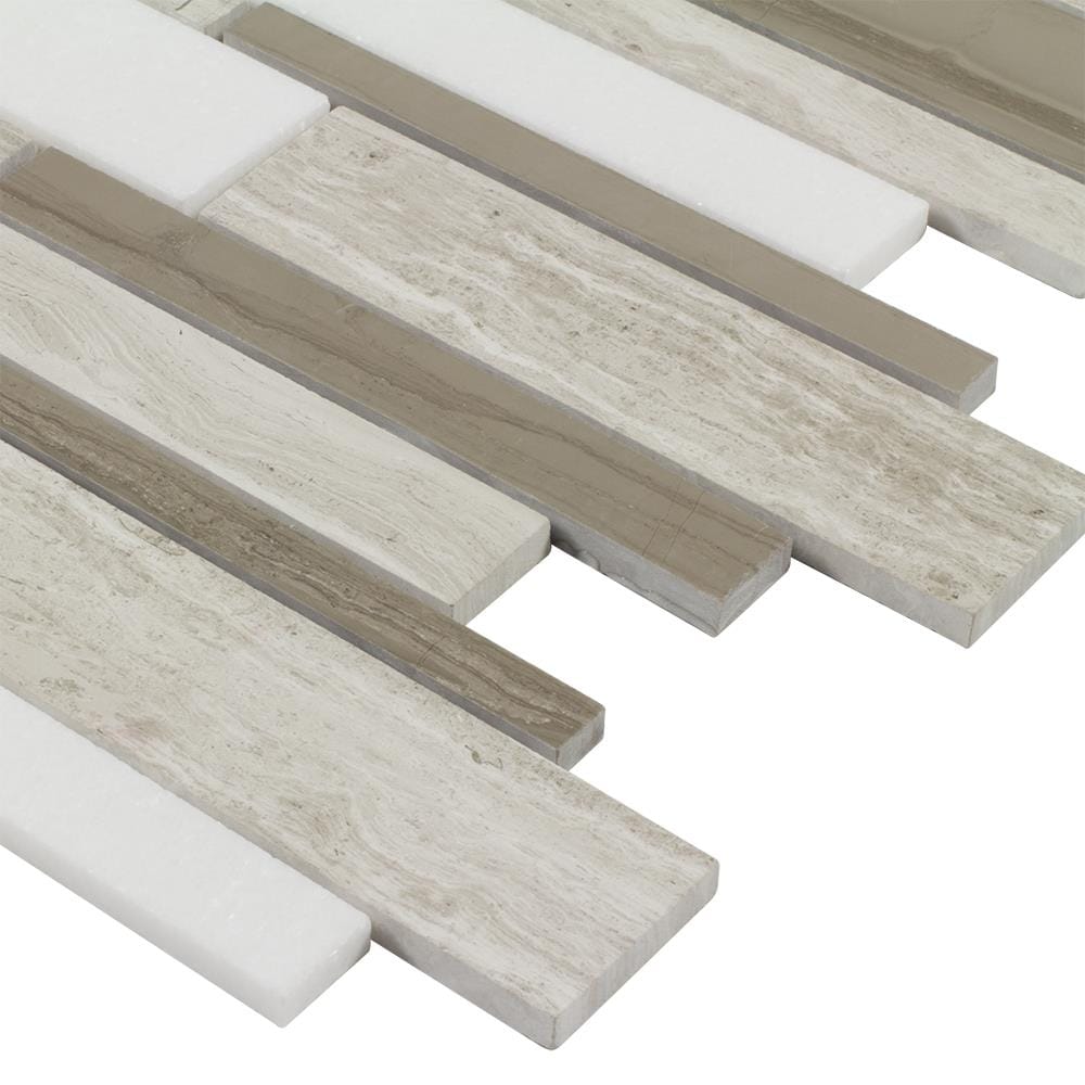 Elida Ceramica 3-in x 12-in Linear Mosaic Tile Sample, Marble/Natural Stone