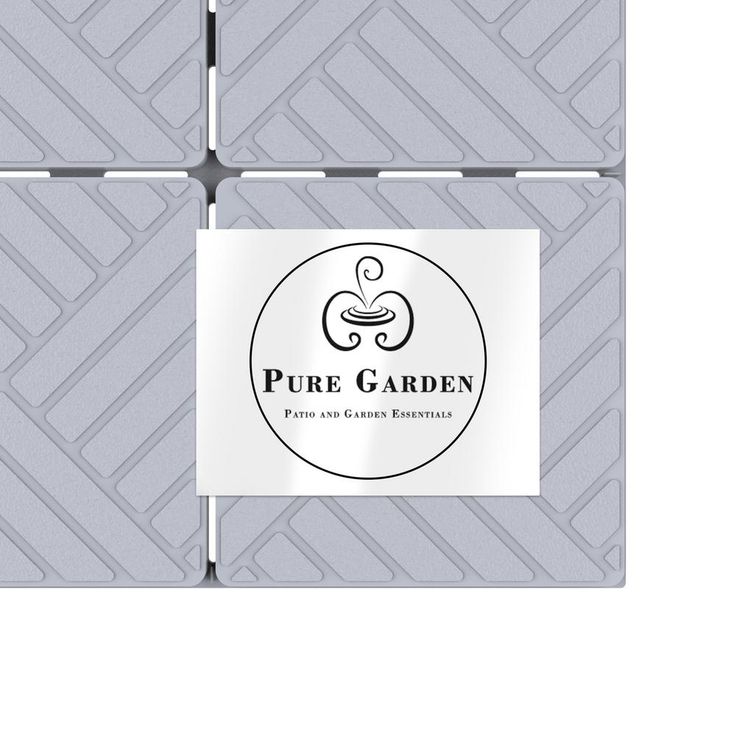 Pure Garden Outdoor Interlocking Square Look Patio and Deck Tiles in Gray (Set of 12) 2.88 ft. W x 3.83 ft. L Polypropylene