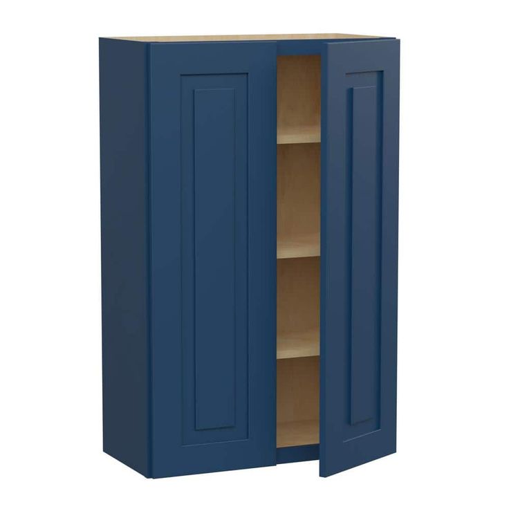 Home Decorators Collection Grayson 27 in. W x 12 in. D x 42 in. H Assembled Plywood Wall Kitchen Cabinet in Mythic Blue with Soft Close