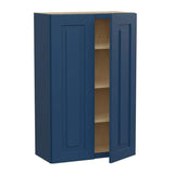 Home Decorators Collection Grayson 27 in. W x 12 in. D x 42 in. H Assembled Plywood Wall Kitchen Cabinet in Mythic Blue with Soft Close