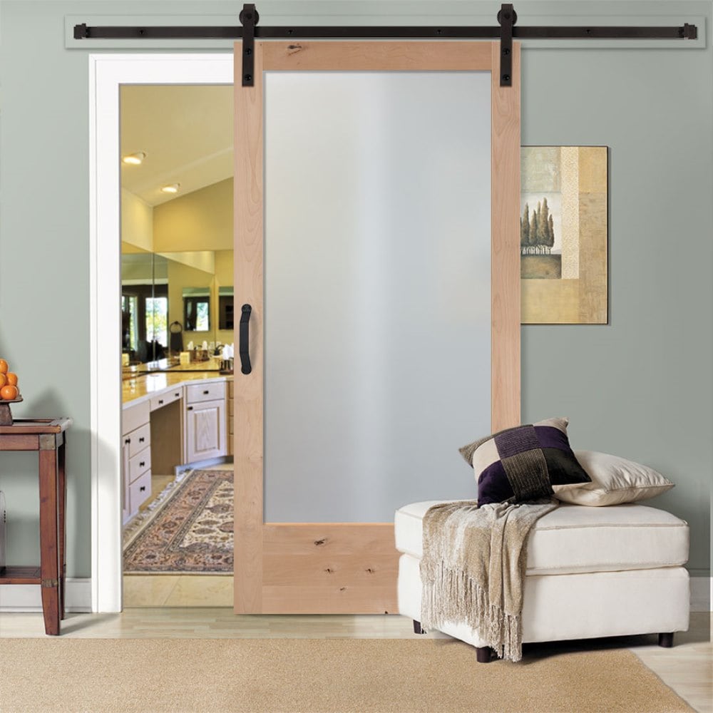 Masonite Traditional 42-in x 84-in Natural Unfinished Knotty Alder Wood Single Barn Door