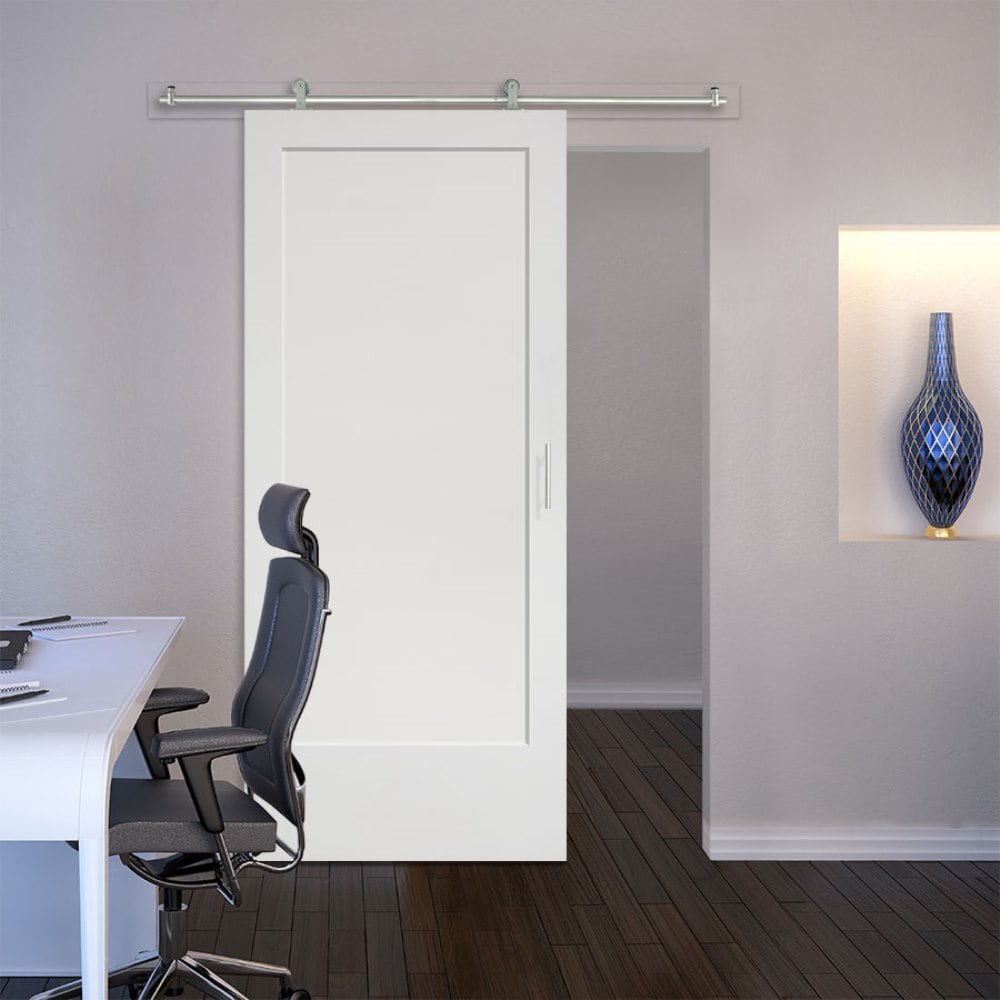 Masonite Traditional 42-in x 84-in 1-Panel Primed MDF Single Barn Door