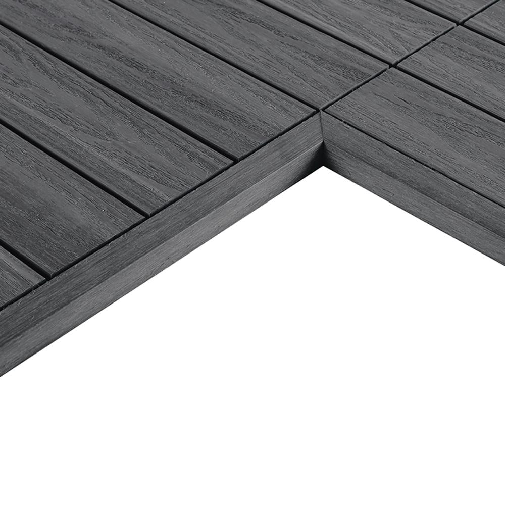 NewTechWood 1-in x 12-in 2-Pack Westminster Gray Prefinished Composite Deck Tile (0.5-sq ft)