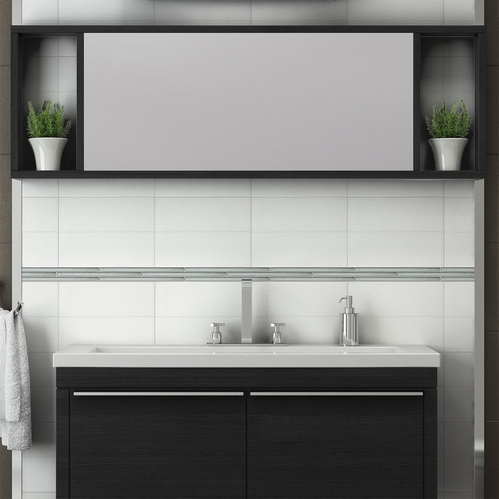 Elida Ceramica Silver 12-in x 12-in Glass Pencil Liner Tile