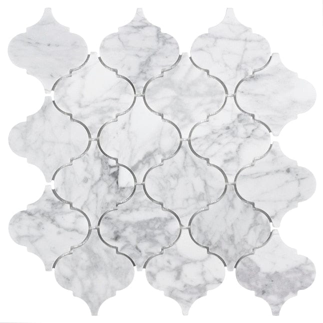 Elida Ceramica White Marble Arabesque 12-in x 12-in Glossy Natural Stone Marble Lantern Floor and Wall Tile (0.9-sq. ft/ Piece)