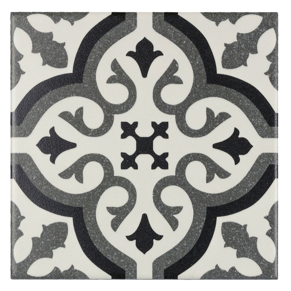 Elida Ceramica Lolita Deco Squares 6-in x 6-in Matte Porcelain Encaustic Floor & Wall Tile