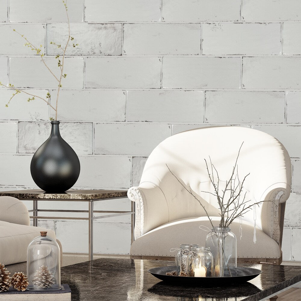 Elida Ceramica Whitewash Wall Planks 8-in x 20-in Glazed Ceramic Wall Tile