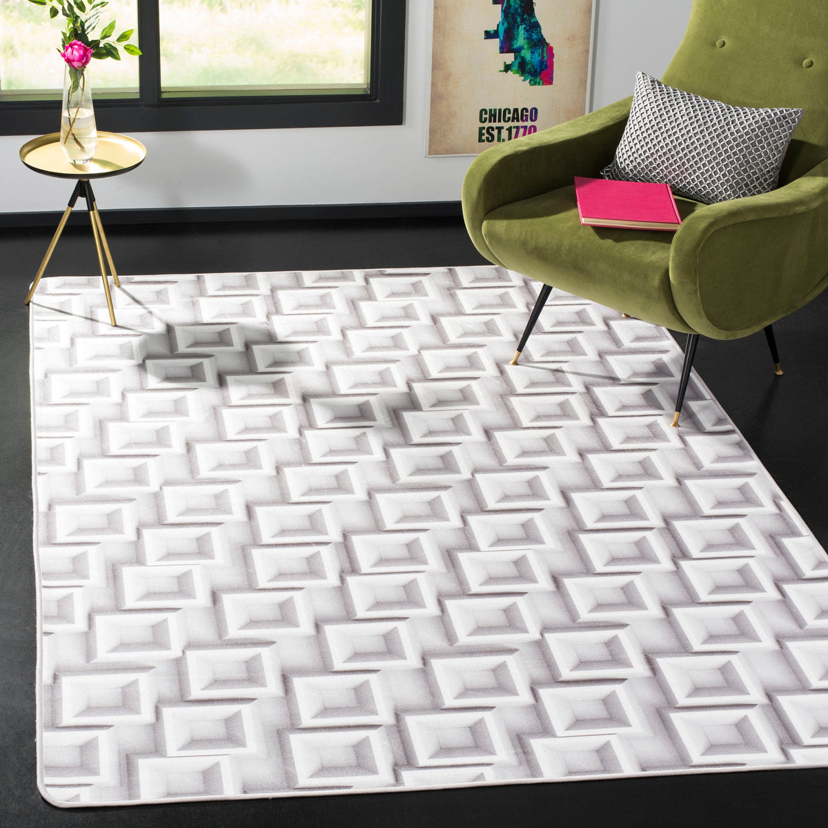 Safavieh Daytona 4 x 6 Ivory/Light Gray Indoor Abstract Area Rug
