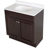 Project Source 30.5-in Java Single Sink Bathroom Vanity with White Cultured Marble Top