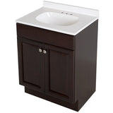 Project Source 24-in Java Single Sink Bathroom Vanity with White Cultured Marble Top