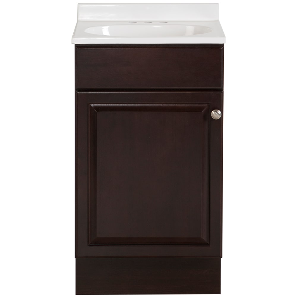 Project Source 18-in Java Single Sink Bathroom Vanity with White Cultured Marble Top