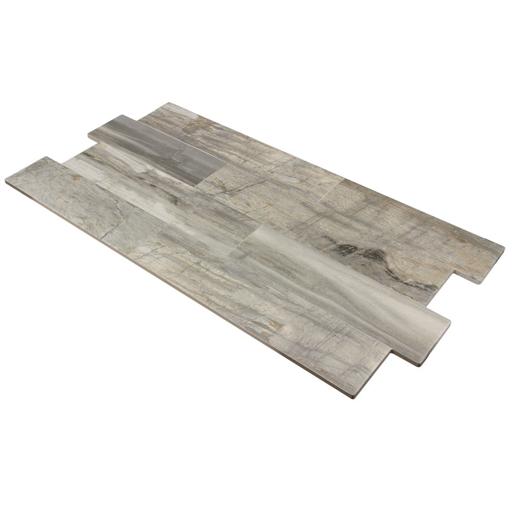 Elida Ceramica Ledgewood Stone 12-in x 24-in Glazed Porcelain Linear Wood Look Wall Tile