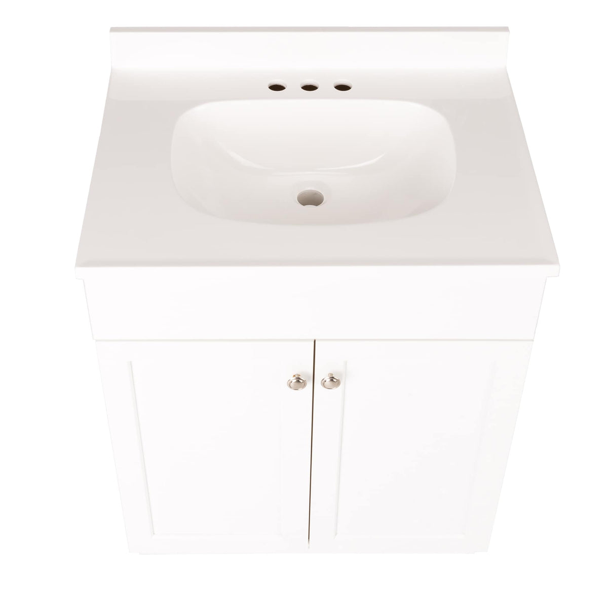 Project Source 24.5-in White Shaker Single Sink Bathroom Vanity with White Cultured Marble Top