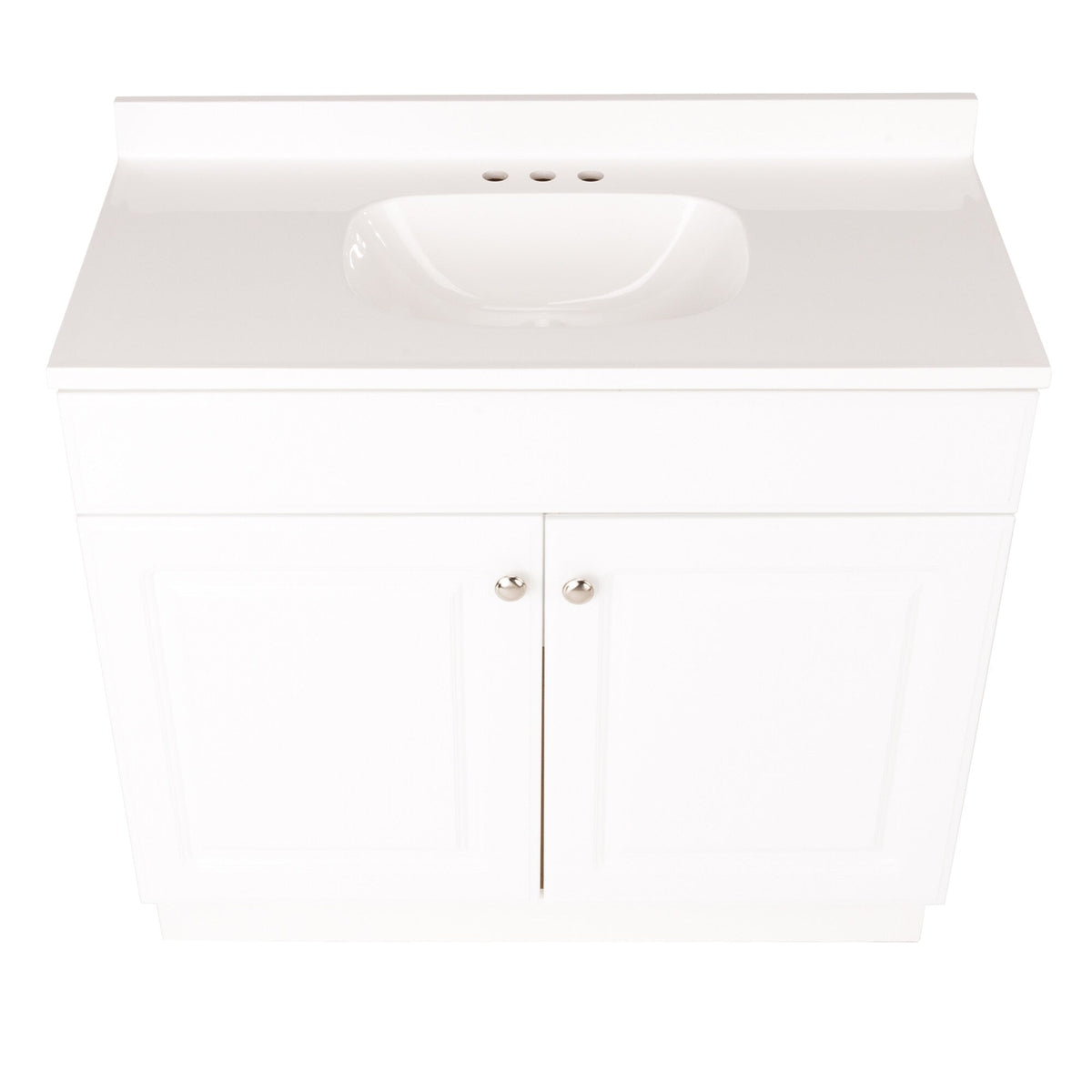Project Source 36.5-in White Single Sink Bathroom Vanity with White Cultured Marble Top