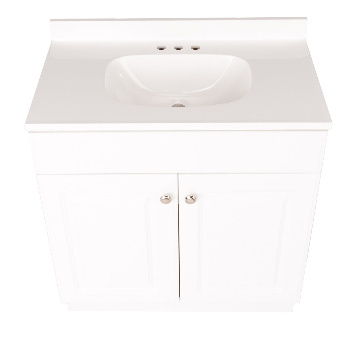 Project Source 30.5-in White Single Sink Bathroom Vanity with White Cultured Marble Top