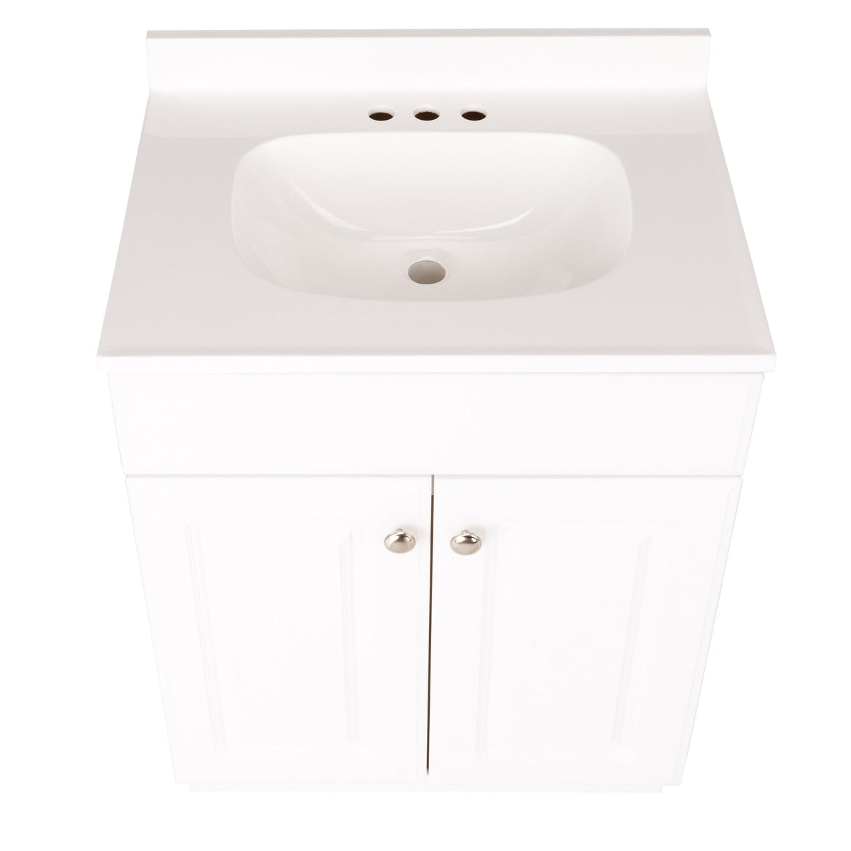 Project Source 24-in White Raised Panel Single Sink Bathroom Vanity with White Cultured Marble Top