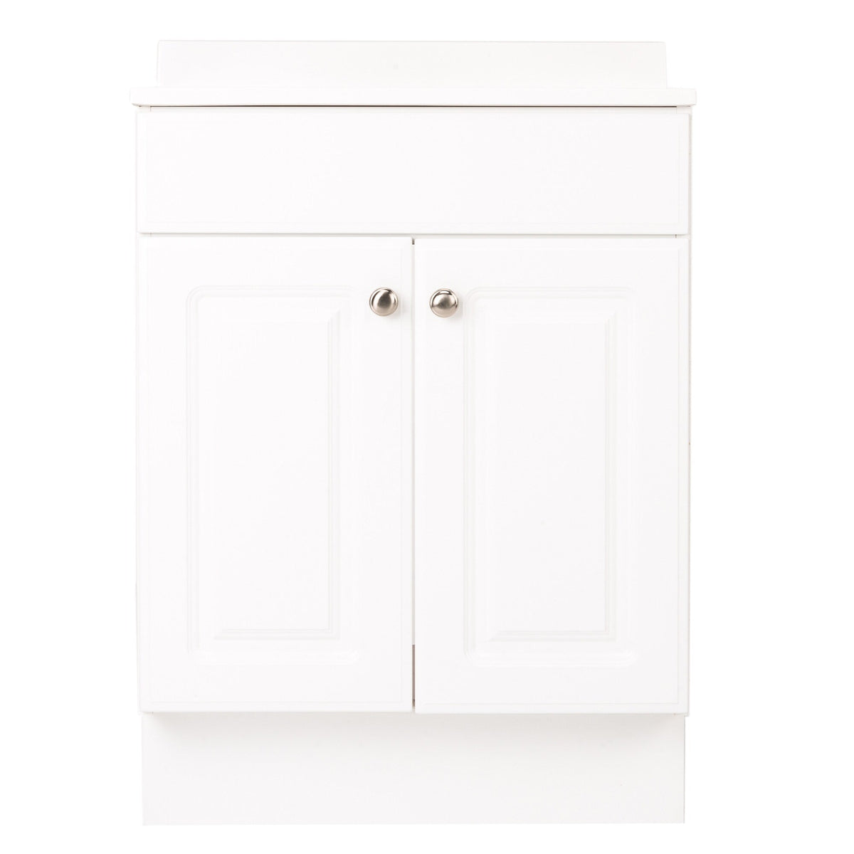 Project Source 24-in White Raised Panel Single Sink Bathroom Vanity with White Cultured Marble Top
