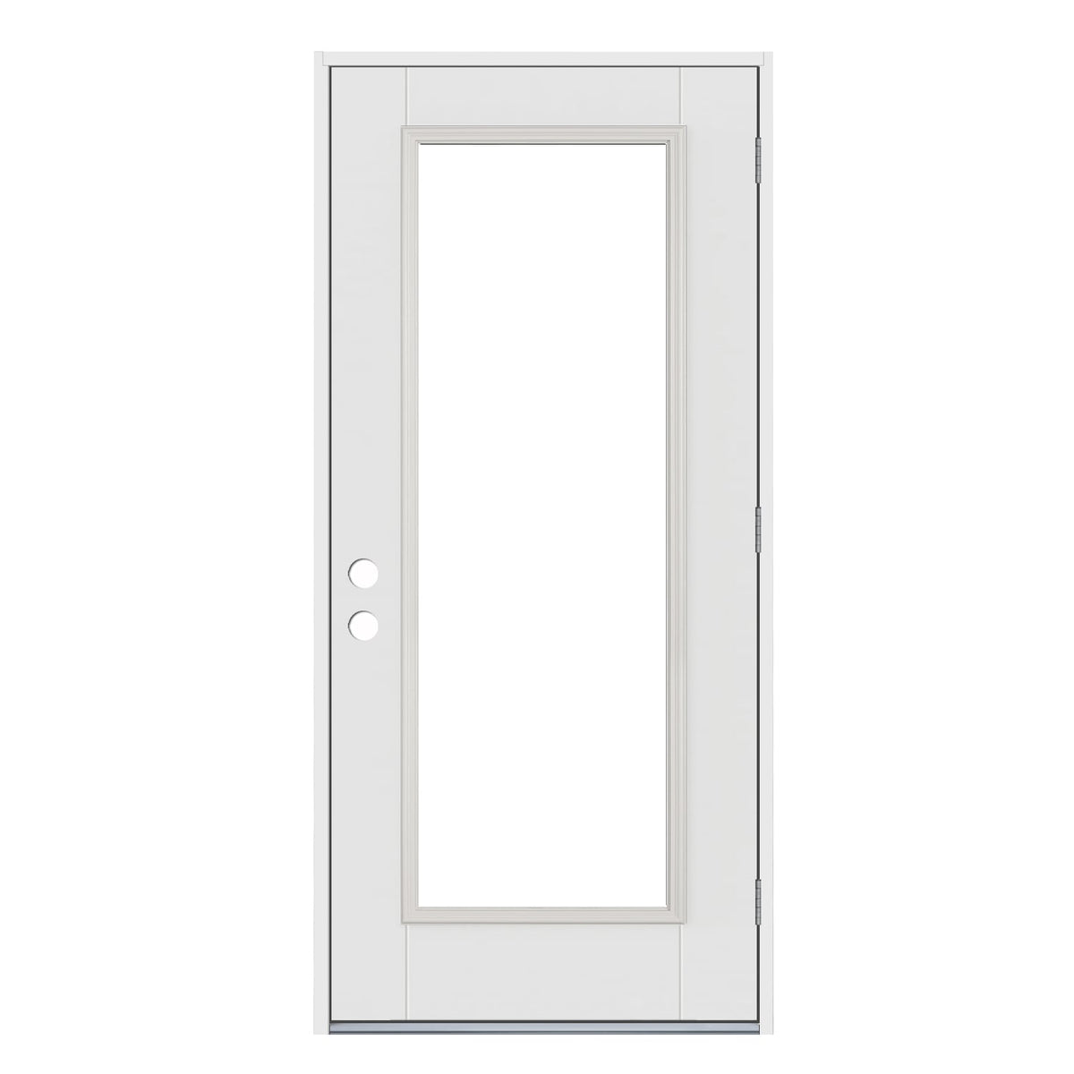 JELD-WEN 32-in x 80-in Fiberglass Full Lite Left-Hand Outswing Primed Prehung Single Front Door