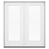 JELD‑WEN 60-in x 80-in 4-9/16-in Low‑E Primed Steel French Left-Hand Inswing Double Patio Door with Brickmould