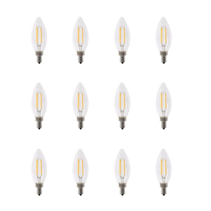 Feit Electric 75-Watt Equivalent (2700K) B10 Candelabra Dimmable Filament LED Clear Glass Light Bulb in Soft White (12-Pack)