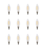 Feit Electric 75-Watt Equivalent (2700K) B10 Candelabra Dimmable Filament LED Clear Glass Light Bulb in Soft White (12-Pack)