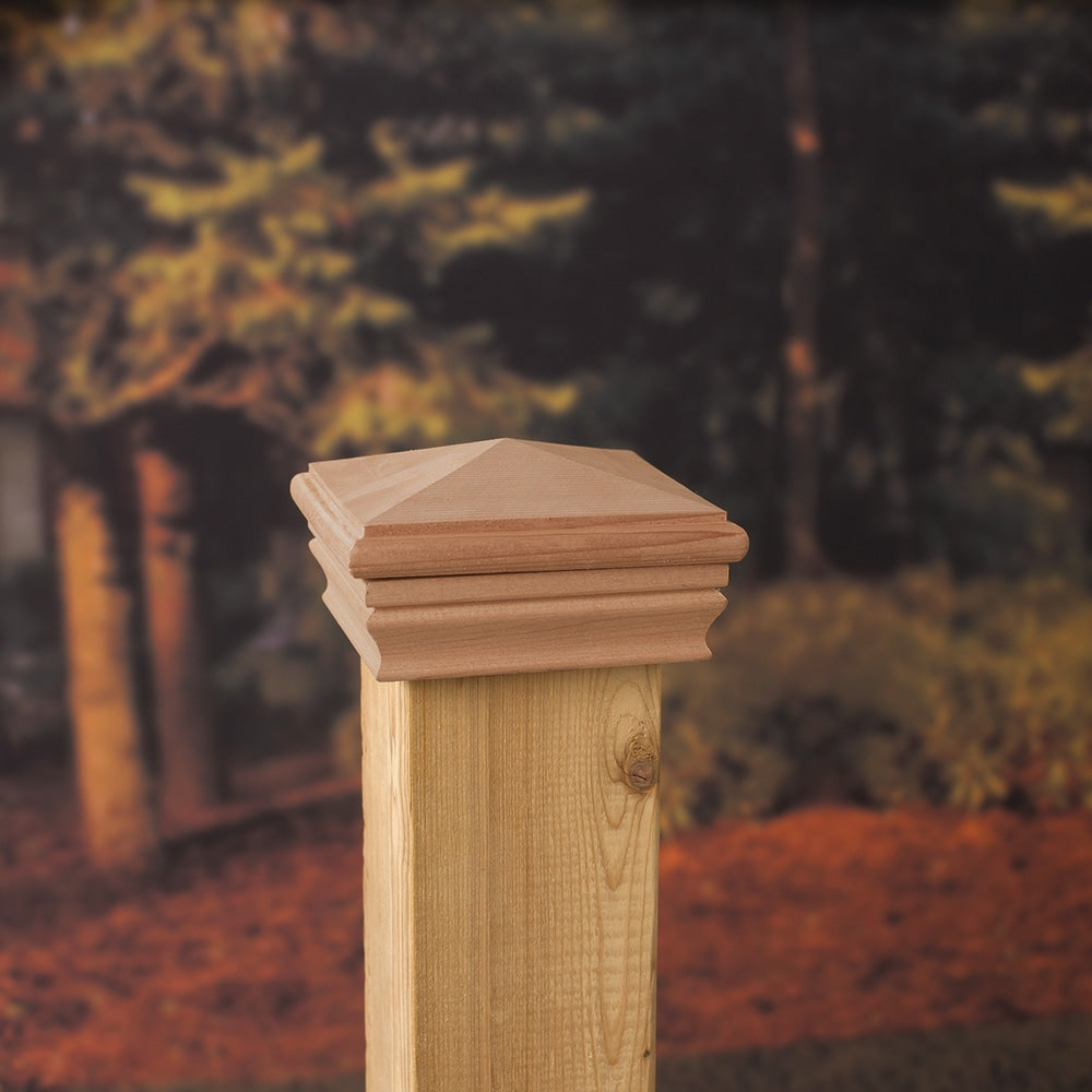 Deckorators Newport High Pyramid Wood Cedar Deck Post Cap