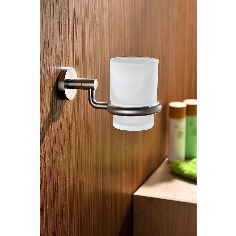 Caster Series 7.01 in. Toothbrush Holder in Brushed Nickel - Super Arbor